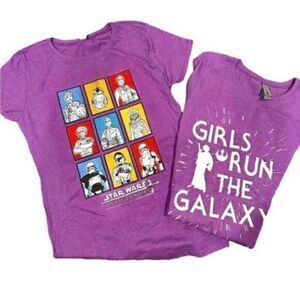 NWOT - Set of 2 Girls Star Wars Resistance Short Sleeve Purple Tee Size XL 14/16